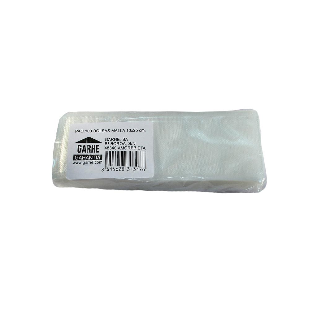 PAQUETE 100 BOLSAS MALLA 10x25 cm