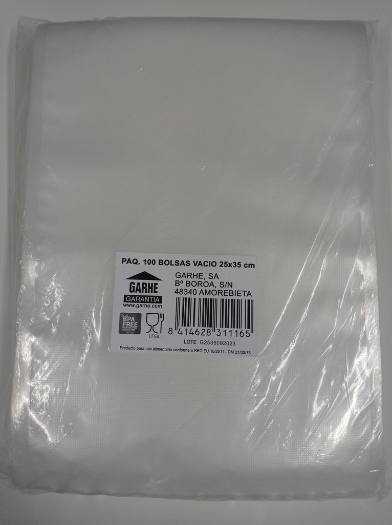 PAQUETE 100 BOLSAS VACIO 25x35 cm