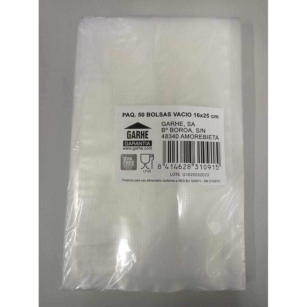 PAQUETE 50 BOLSAS VACIO 16x25 cm