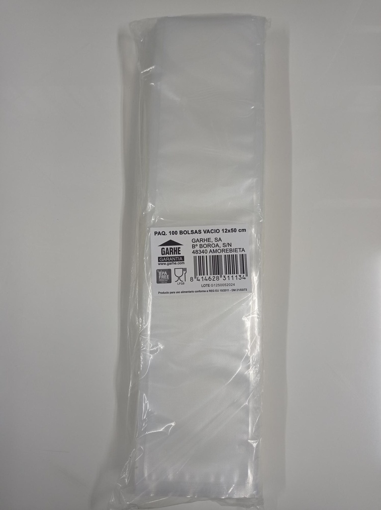 PAQUETE 100 BOLSAS VACIO 12x50 cm